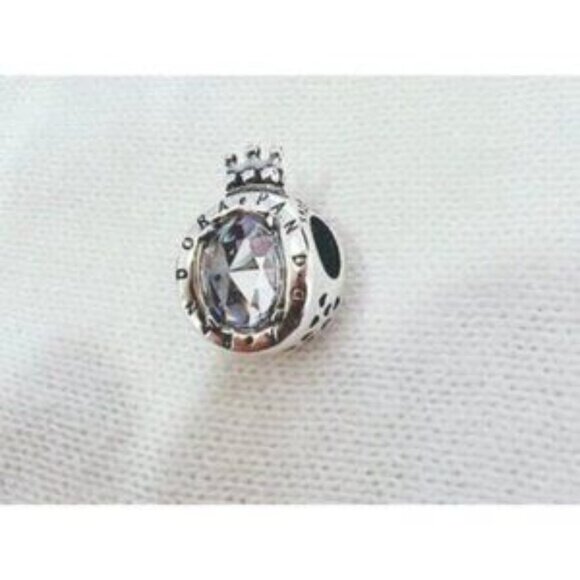 Pandora Sterling Silver Clear Sparkling Crown O Charm For Bracelet S925ALE Silve - Picture 5 of 5